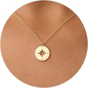 ⚡Gold Compass Pendant Necklace for Women Travel Adventure Jewelry Gift Idea